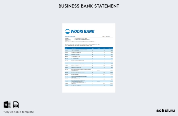 цифровая загрузка бизнес отчета Woori Bank в формате Word и PDF шаблона